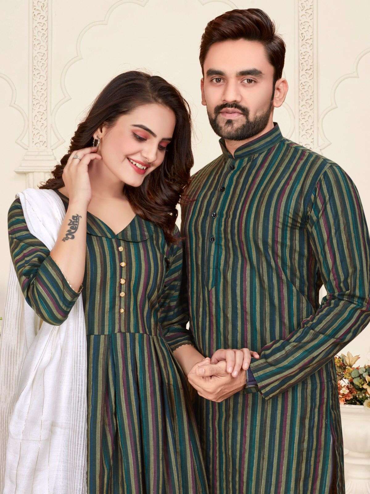 YNF COTTON WTX DHRUV-TARA COUPLE WEAR WHOLESALE MENS KURTA PAYJAM & FEMALE KURTIS BOTTOM MANUFACTURER