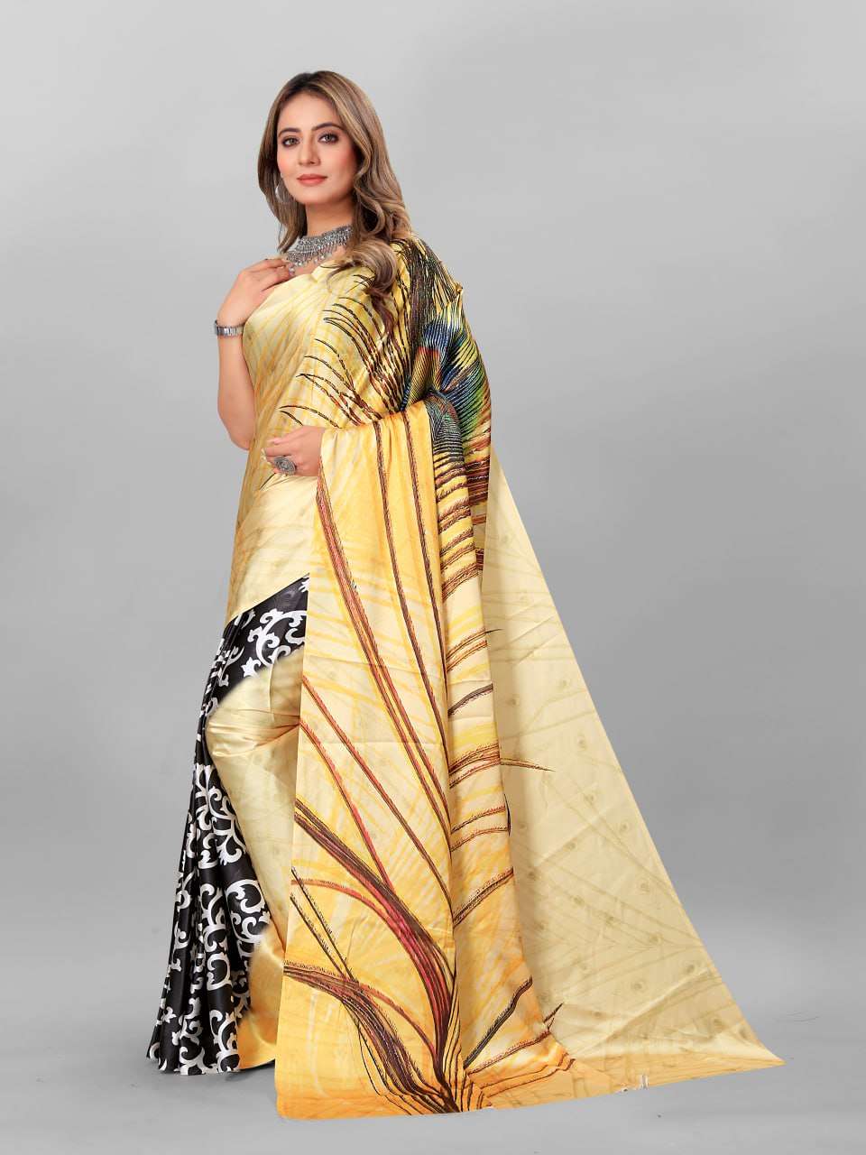 YNF CREPE SRRT JAPAN CRAPE1 SAREES WHOLESALE PRINTED LADIES CREPE SATIN SAREES MANUFACTURER