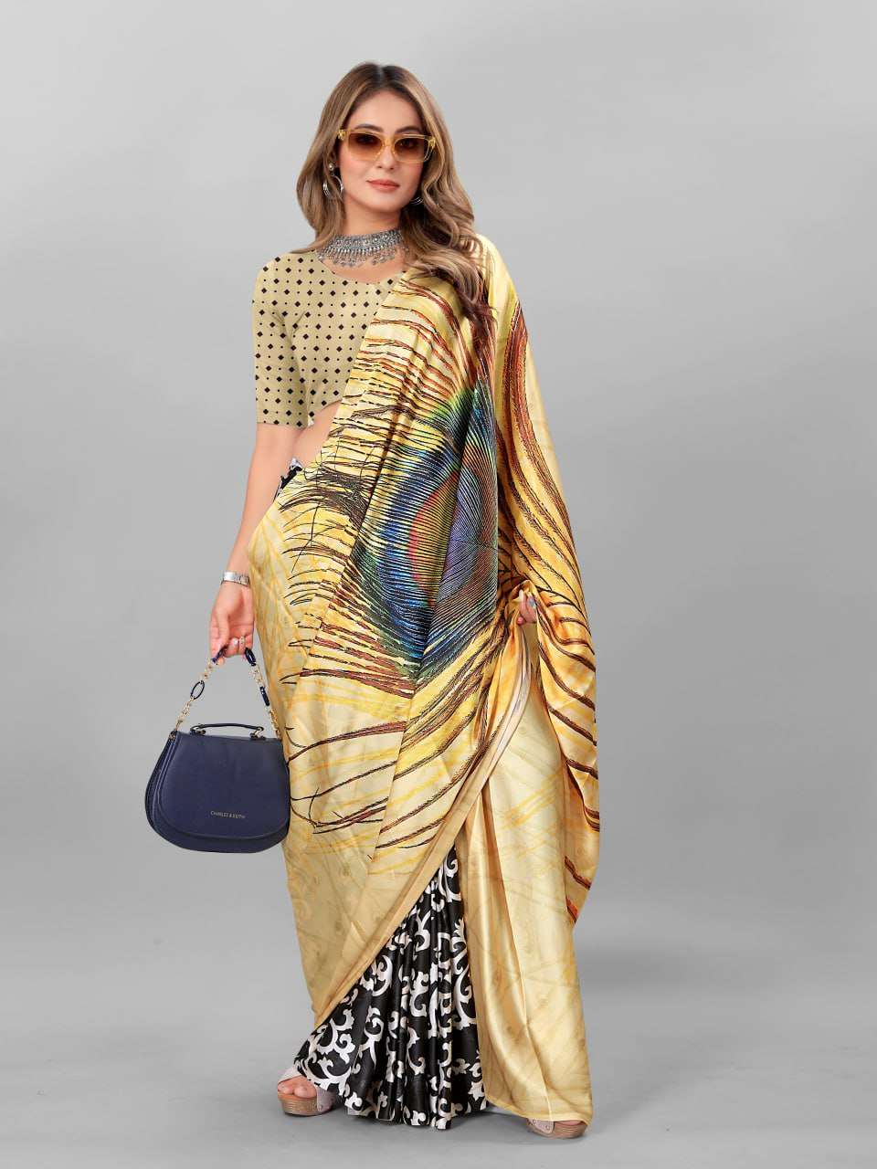 YNF CREPE SRRT JAPAN CRAPE1 SAREES WHOLESALE PRINTED LADIES CREPE SATIN SAREES MANUFACTURER