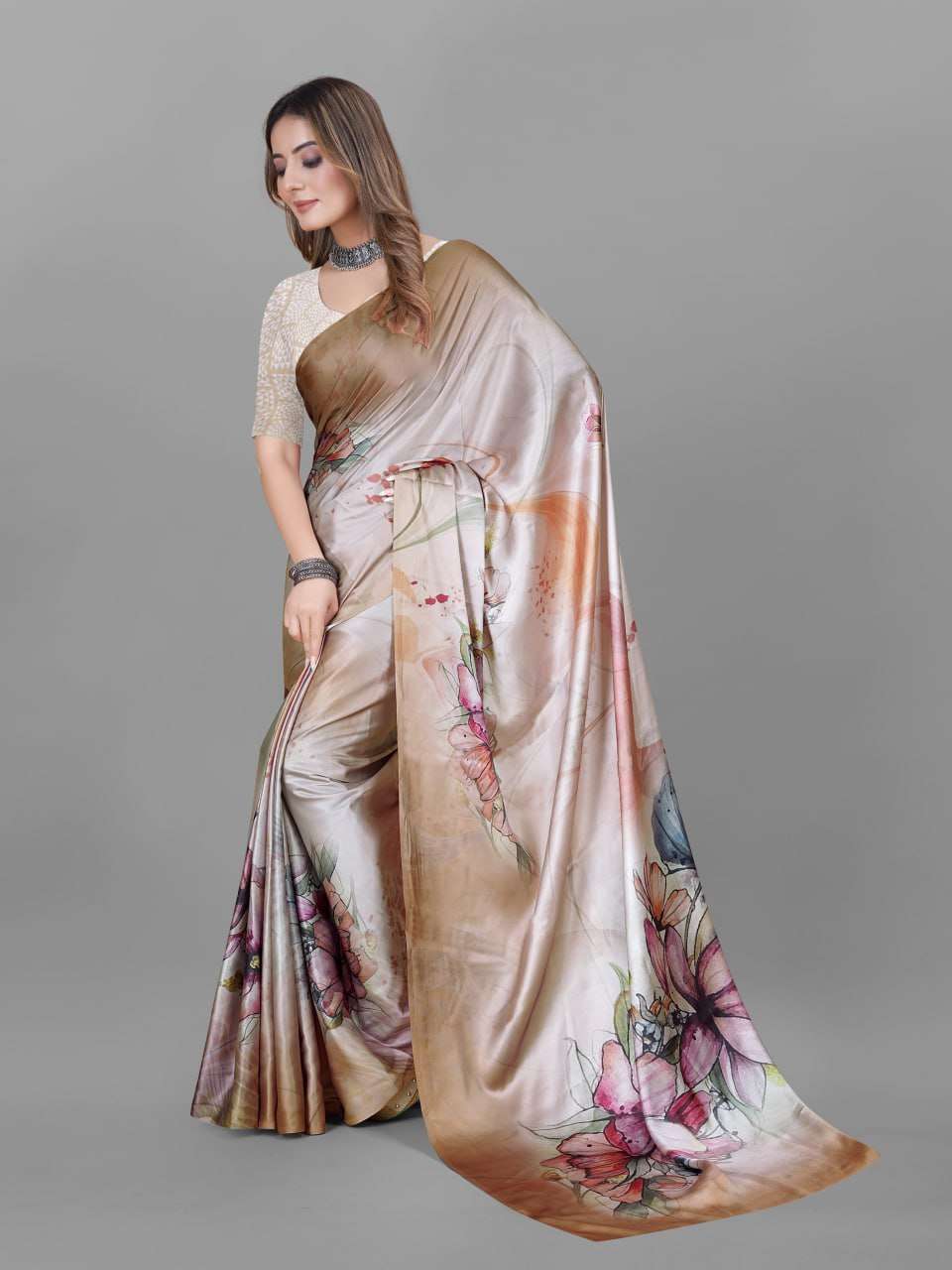 YNF CREPE SRRT JAPAN CRAPE4 SAREES WHOLESALE PRINTED LADIES CREPE SATIN SAREES MANUFACTURER