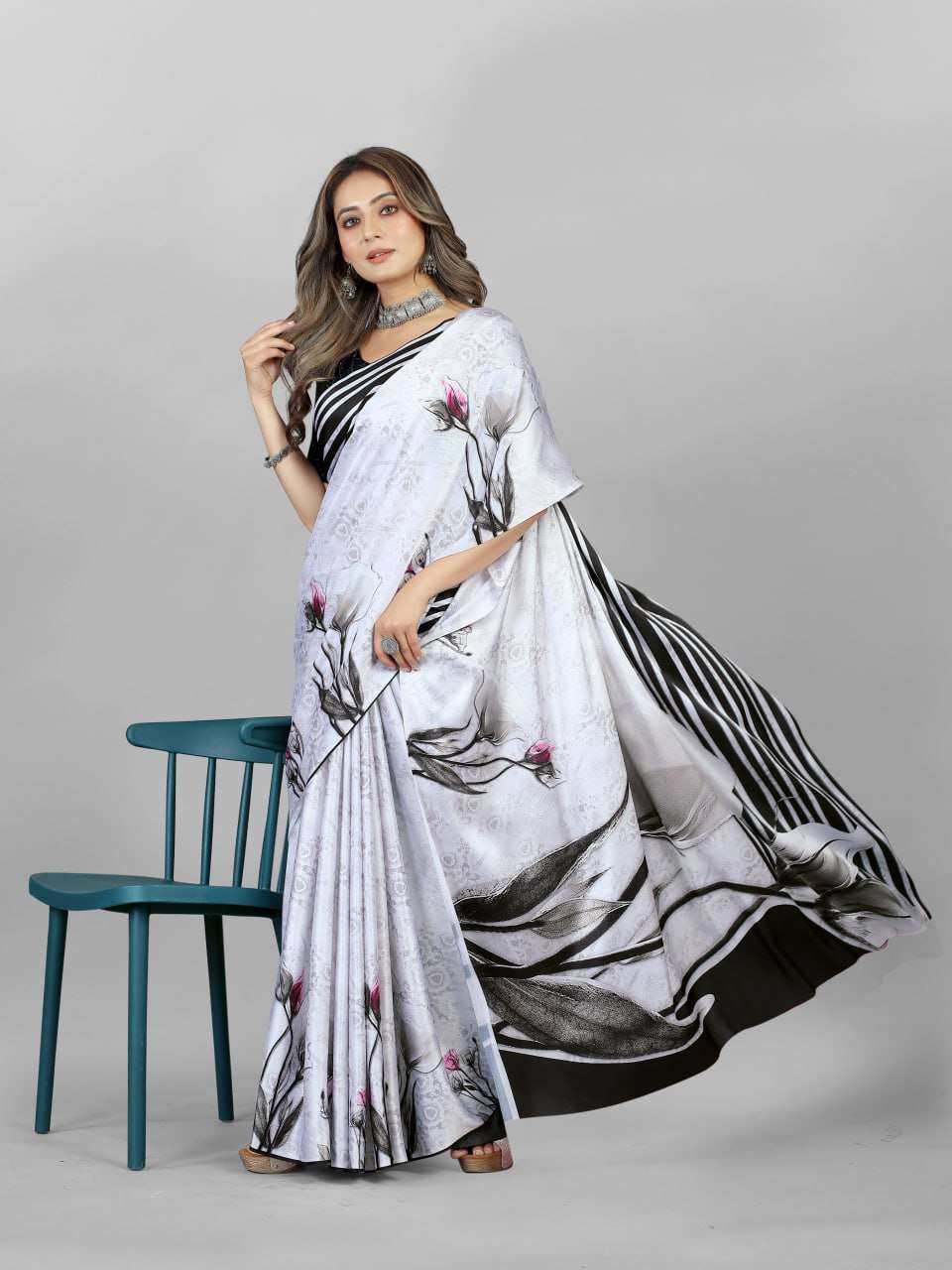 YNF CREPE SRRT JAPAN CRAPE4 SAREES WHOLESALE PRINTED LADIES CREPE SATIN SAREES MANUFACTURER