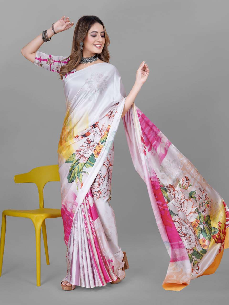 YNF CREPE SRRT JAPAN CRAPE5 SAREES WHOLESALE PRINTED LADIES CREPE SATIN SAREES MANUFACTURER