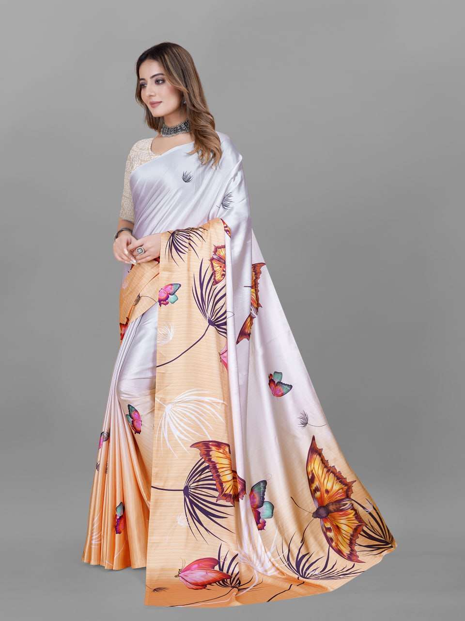 YNF CREPE SRRT JAPAN CRAPE5 SAREES WHOLESALE PRINTED LADIES CREPE SATIN SAREES MANUFACTURER