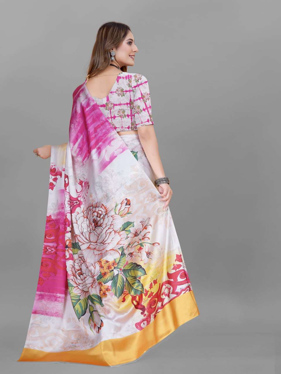 YNF CREPE SRRT JAPAN CRAPE5 SAREES WHOLESALE PRINTED LADIES CREPE SATIN SAREES MANUFACTURER