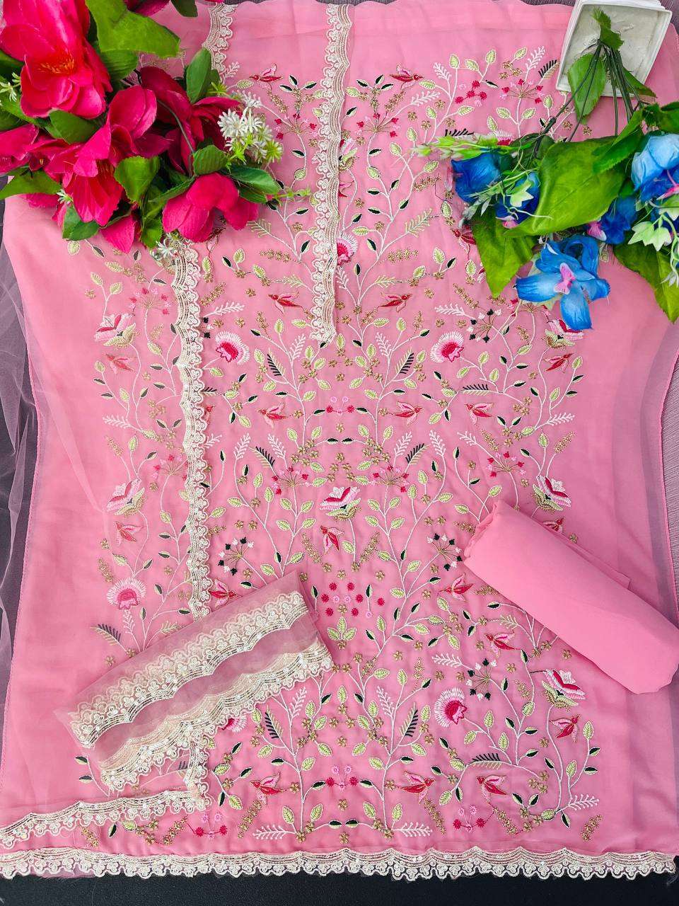 YNF FAUX GEORGETTE KSB 1002-B SUITS & DRESSES WHOLESALE SEMI STITCHED SUITS MANUFACTURER