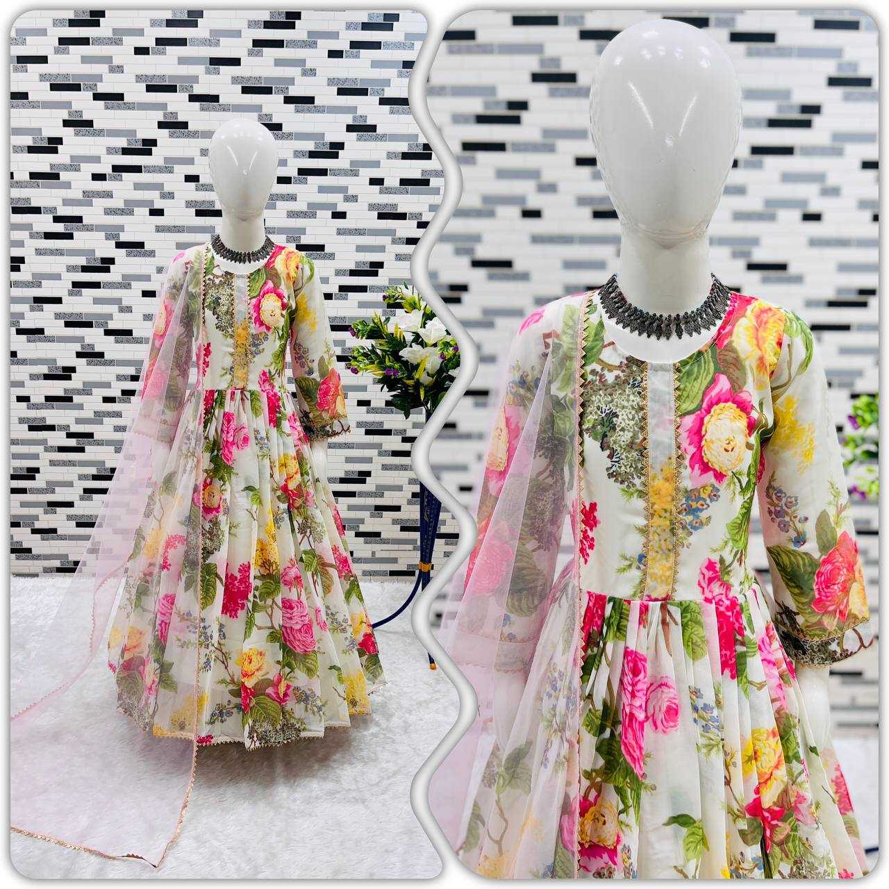 YNF FAUX GEORGETTE ROC 180 KIDS WEAR WHOLESALE KIDS GOWNS MANUFACTURER