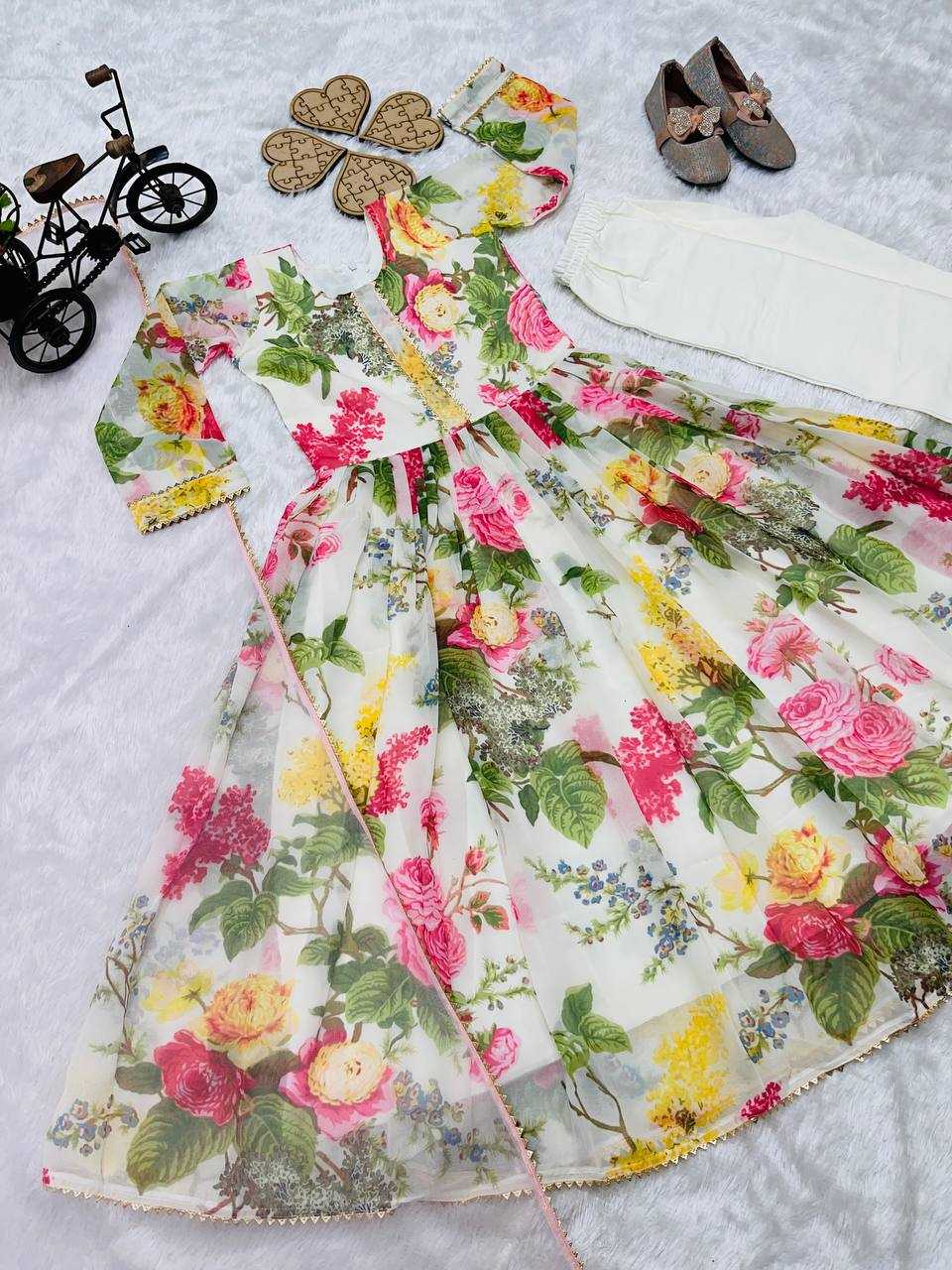 YNF FAUX GEORGETTE ROC 180 KIDS WEAR WHOLESALE KIDS GOWNS MANUFACTURER