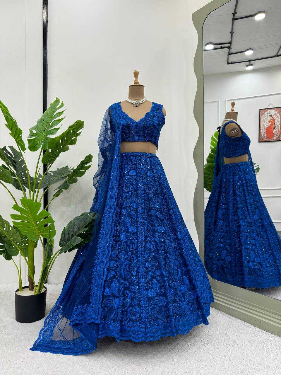 YNF FAUX GEORGETTE RIN162 280 LEHENGAS WHOLESALE DESIGNER EMBROIDERED FANCY LEHENGAS MANUFACTURER