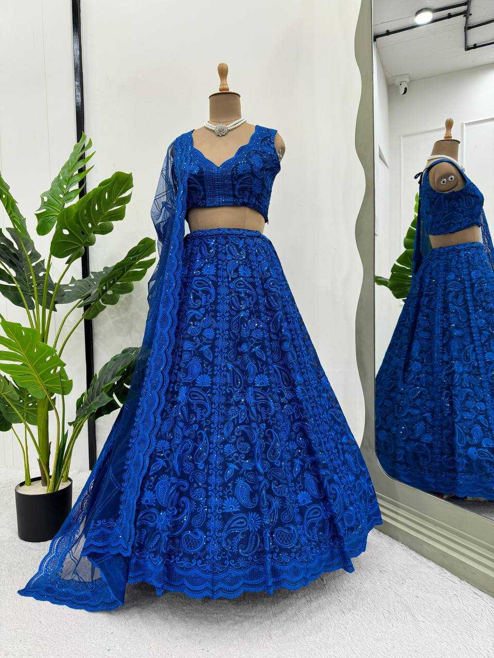 YNF FAUX GEORGETTE RIN162 280 LEHENGAS WHOLESALE DESIGNER EMBROIDERED FANCY LEHENGAS MANUFACTURER