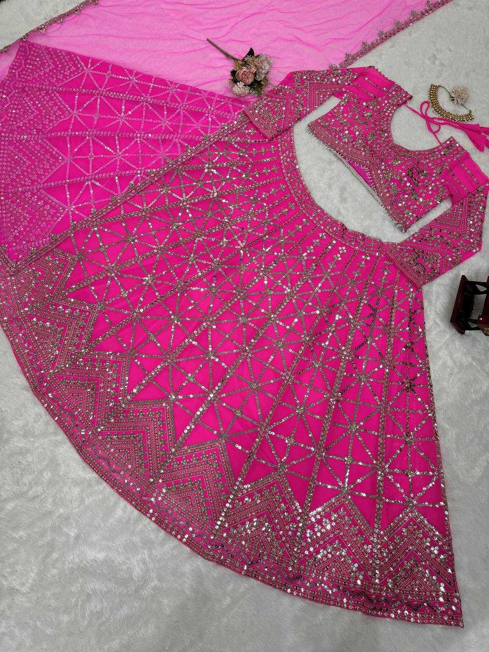 YNF FAUX GEORGETTE RIN162 282 LEHENGAS WHOLESALE DESIGNER TRADITIONAL EMBROIDERED LEHENGAS MANUFACTURER