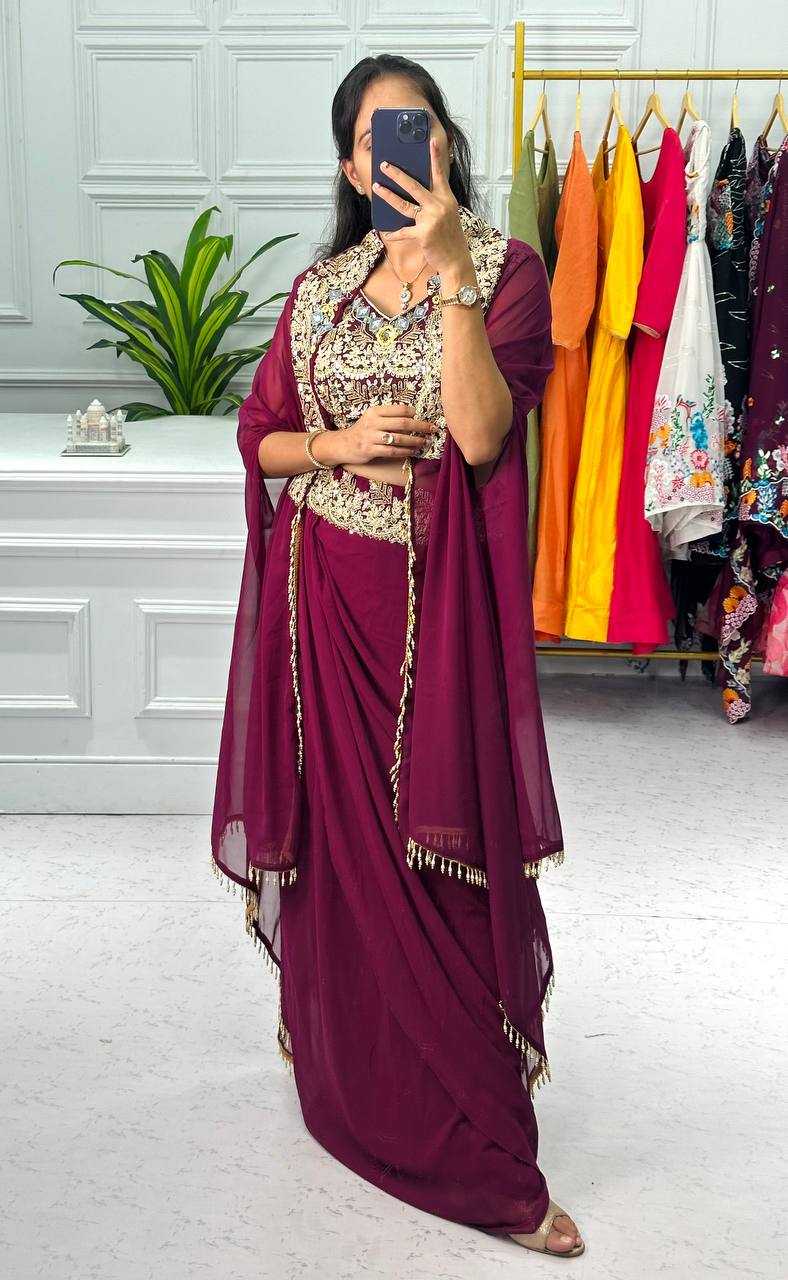 YNF GEORGETTE RST-1031 SUITS & DRESSES WHOLESALE INDO WESTERN DRESSES MANUFACTURER