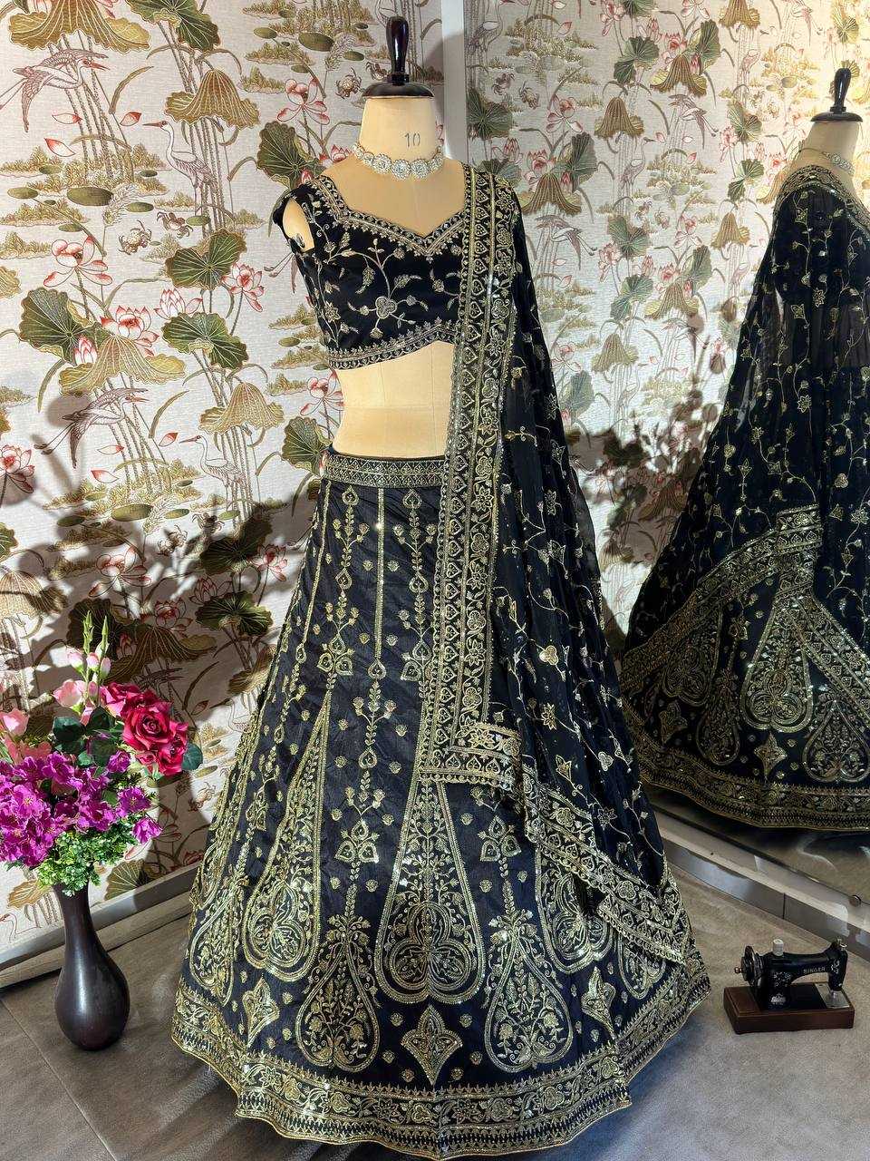 YNF GEORGETTE VDD 5024-B LEHENGAS WHOLESALE DESIGNER CELEBRITY EMBROIDERED LEHENGAS MANUFACTURER