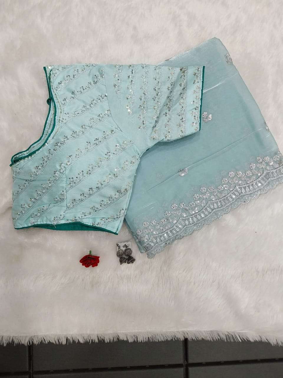 YNF JIMMY CHOO SYF FALGUNI SAREES WHOLESALE JIMMY CHOO SEQUENCE LACE BORDER SAREES MANUFACTURER