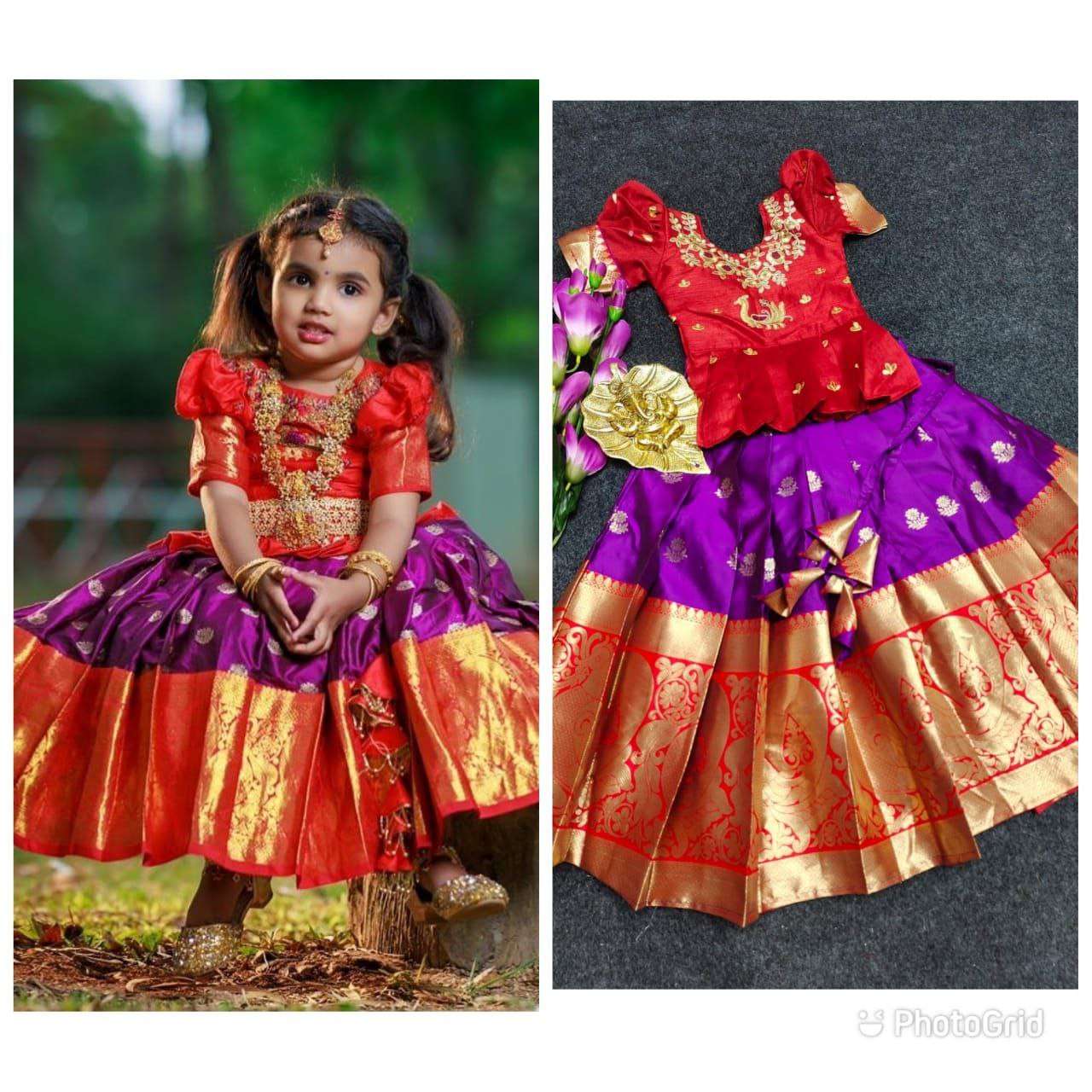 YNF KANJIVARAM SILK RPVR 12 KIDS WEAR WHOLESALE KIDS LEHENGAS MANUFACTURER