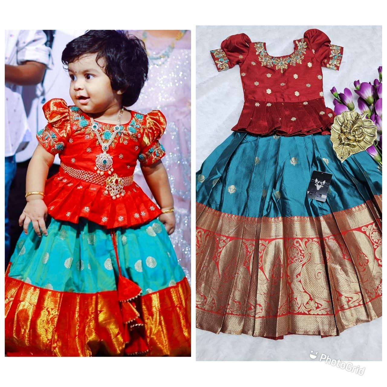 YNF KANJIVARAM SILK RPVR 12 KIDS WEAR WHOLESALE KIDS LEHENGAS MANUFACTURER