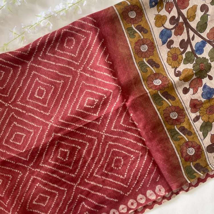 YNF LINEN RAE 07 SAREES WHOLESALE LADIES KALAMKARI BANDHANI BANDHEJ SAREES MANUFACTURER