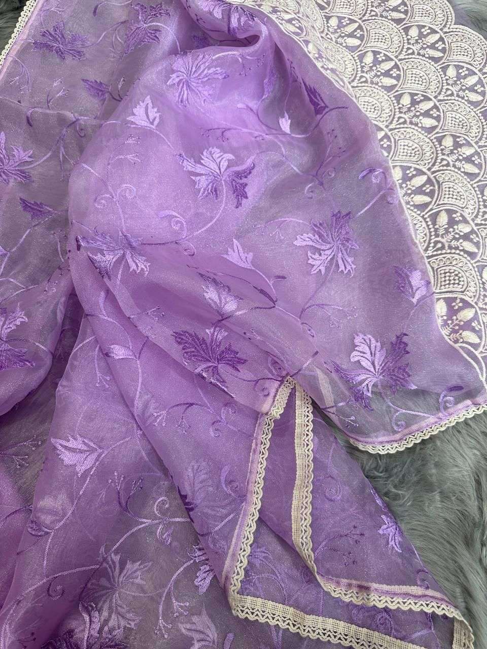YNF ORGANZA SILK MPL ISHAQ SAREES WHOLESALE ORGANZA NIKITA DUTTA WORK CHIKAN SAREES MANUFACTURER