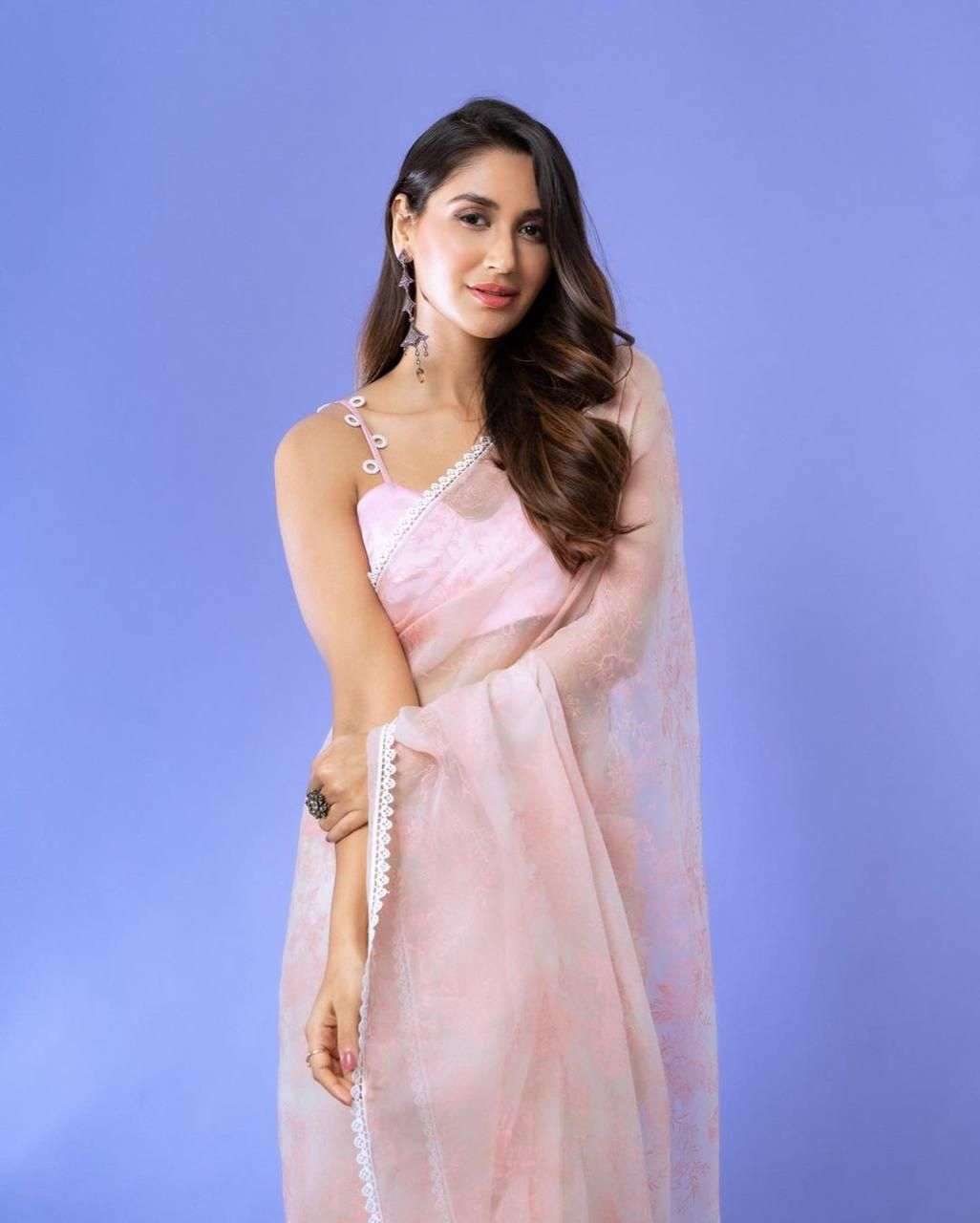 YNF ORGANZA SILK MPL ISHAQ SAREES WHOLESALE ORGANZA NIKITA DUTTA WORK CHIKAN SAREES MANUFACTURER