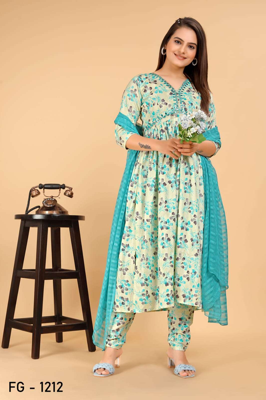 YNF PURE COTTON KSB 1212 SUITS & DRESSES WHOLESALE PRINTED COTTON ANARKALI SUITS MANUFACTURER