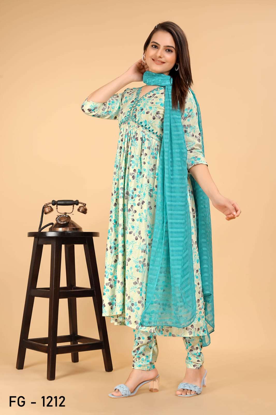 YNF PURE COTTON KSB 1212 SUITS & DRESSES WHOLESALE PRINTED COTTON ANARKALI SUITS MANUFACTURER