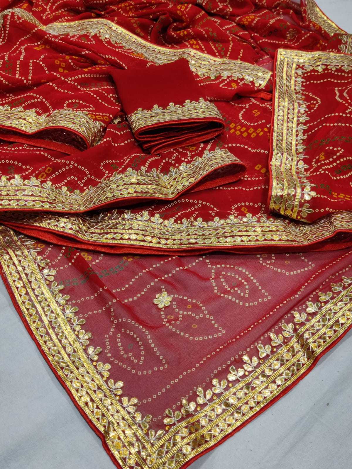 YNF PURE JORHAT NSD 36 SAREES WHOLESALE GOTA PATTI BANDHANI RAJASTHANI SAREES MANUFACTURER