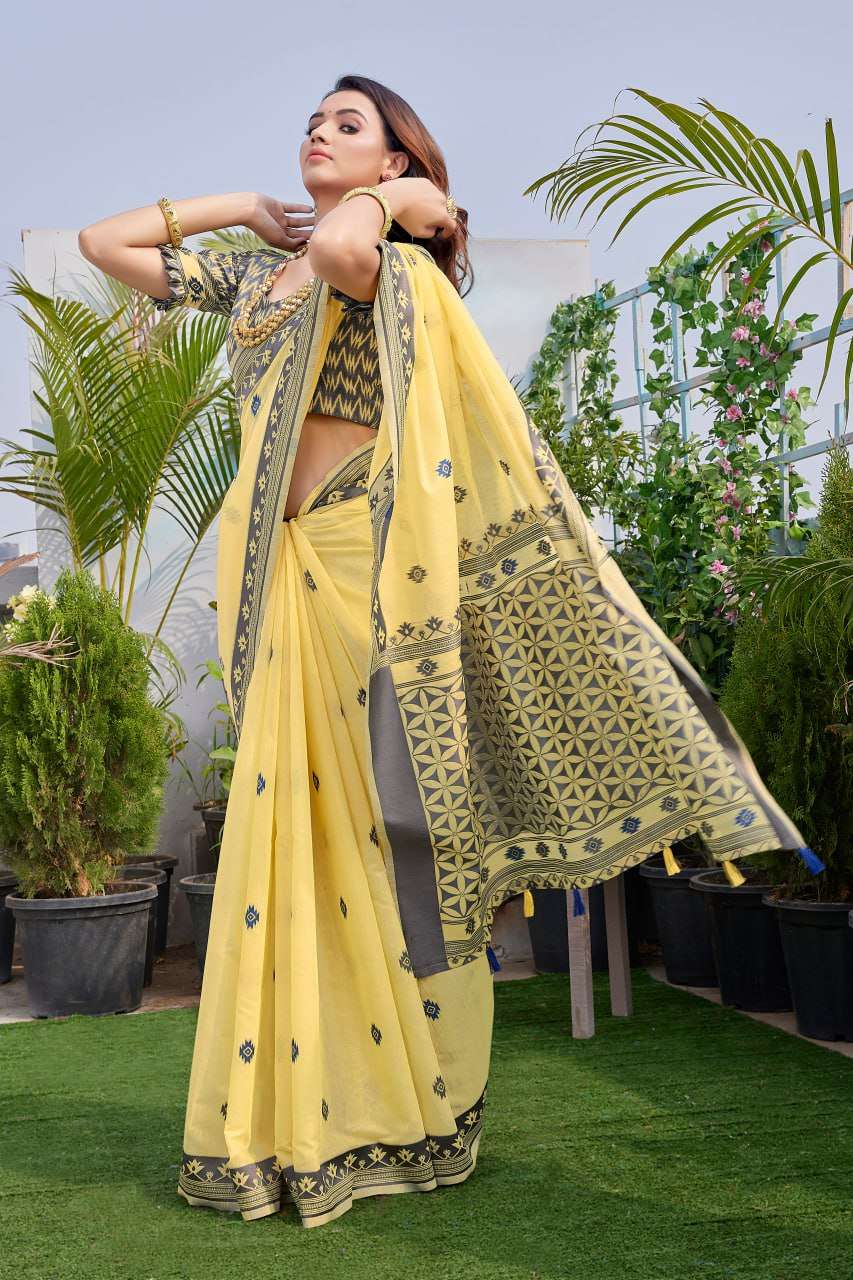 YNF SILK COTTON RHO V-11 SAREES WHOLESALE COTTON LINEN WORK SAREES MANUFACTURER