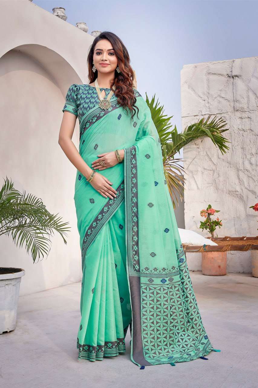 YNF SILK COTTON RHO V-11 SAREES WHOLESALE COTTON LINEN WORK SAREES MANUFACTURER