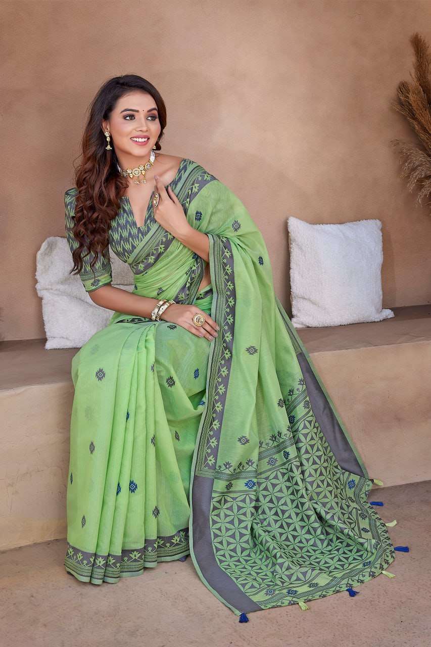 YNF SILK COTTON RHO V-11A SAREES WHOLESALE COTTON LINEN WORK SAREES MANUFACTURER