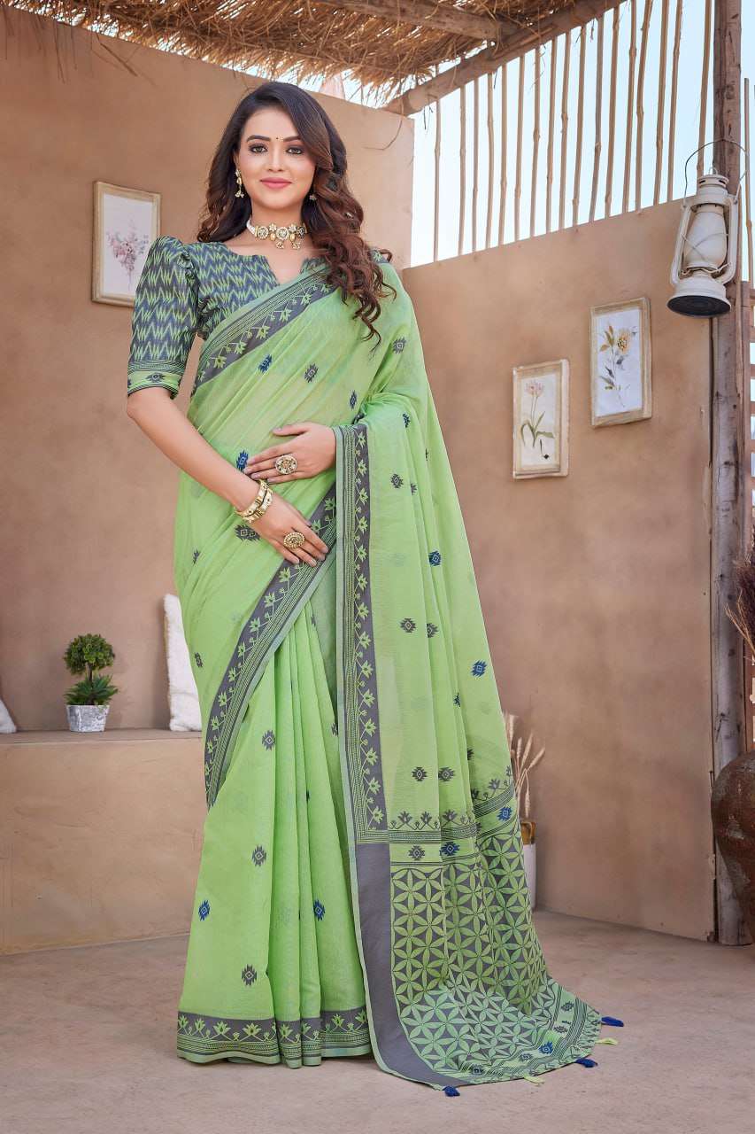 YNF SILK COTTON RHO V-11A SAREES WHOLESALE COTTON LINEN WORK SAREES MANUFACTURER