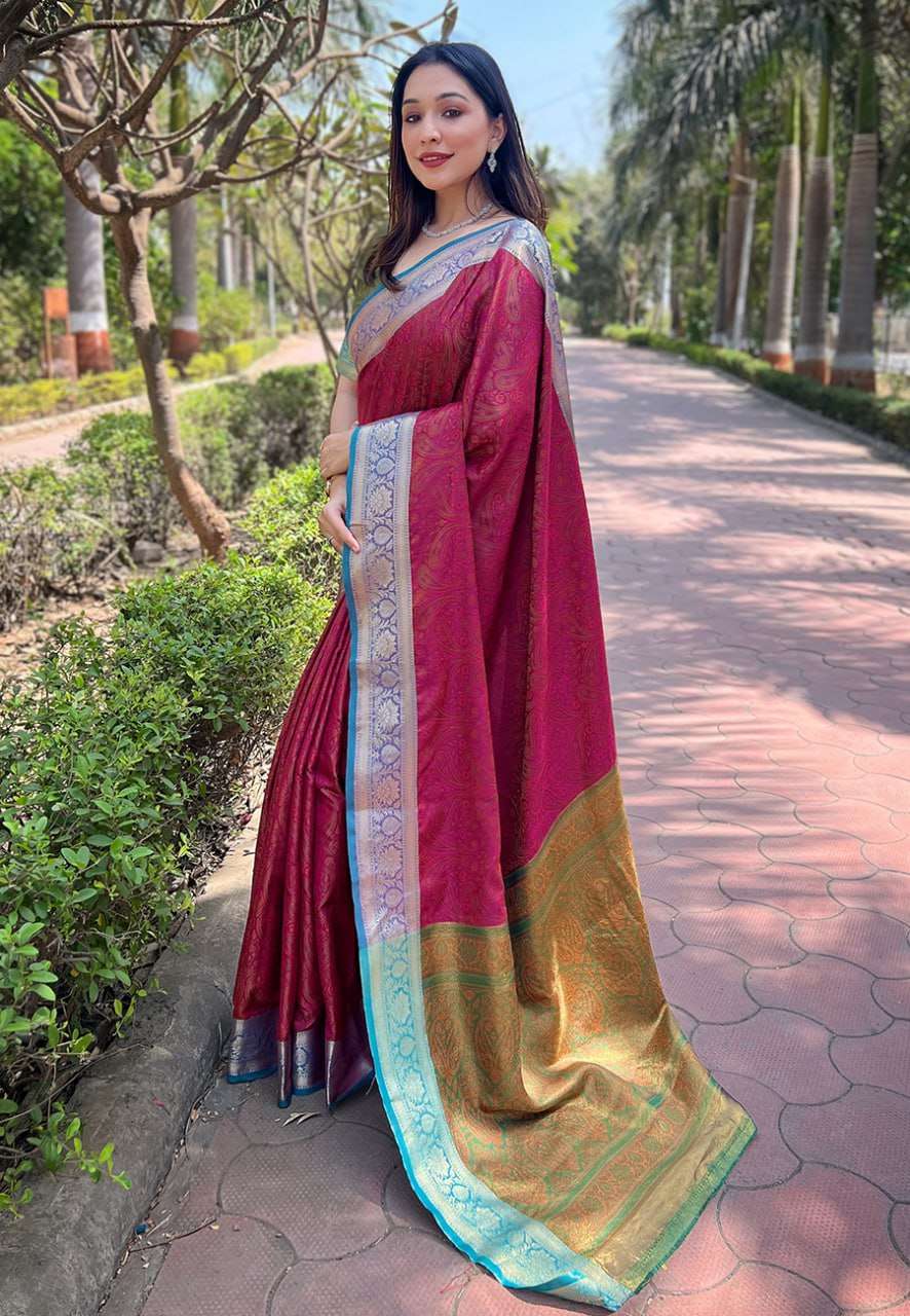 YNF SOFT KASHMIRI SILK REW KASHMIRI 2 SAREES WHOLESALE KASHMIRI ZARI BORDER SAREES MANUFACTURER