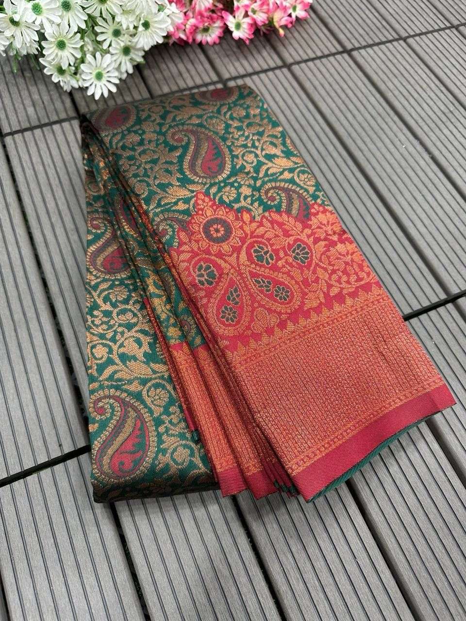 YNF TISSUE RLC 624 SAREES WHOLESALE LADIES KANCHIPURAM ZARI BORDER SAREES MANUFACTURER