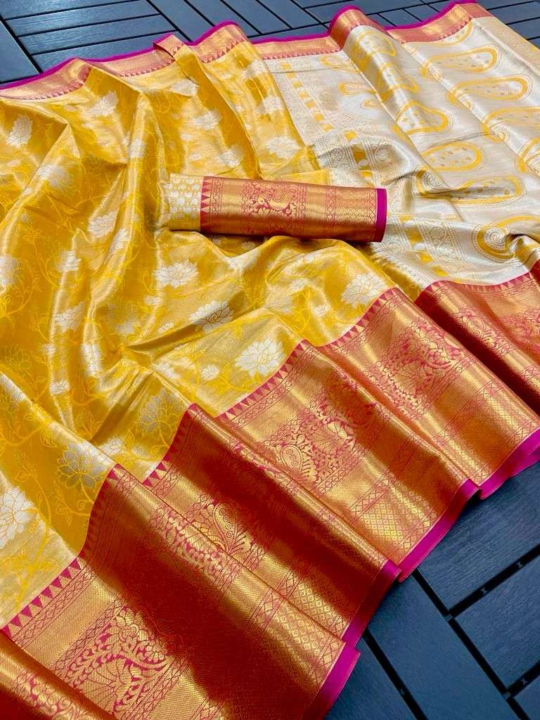 YNF TISSUE SILK RVV 22 SILK SAREES WHOLESALE PRINTED TISSUE SILK ZARI BORDER SAREES MANUFACTURER