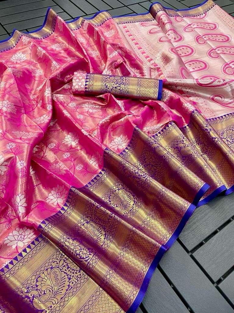 YNF TISSUE SILK RVV 22 SILK SAREES WHOLESALE PRINTED TISSUE SILK ZARI BORDER SAREES MANUFACTURER