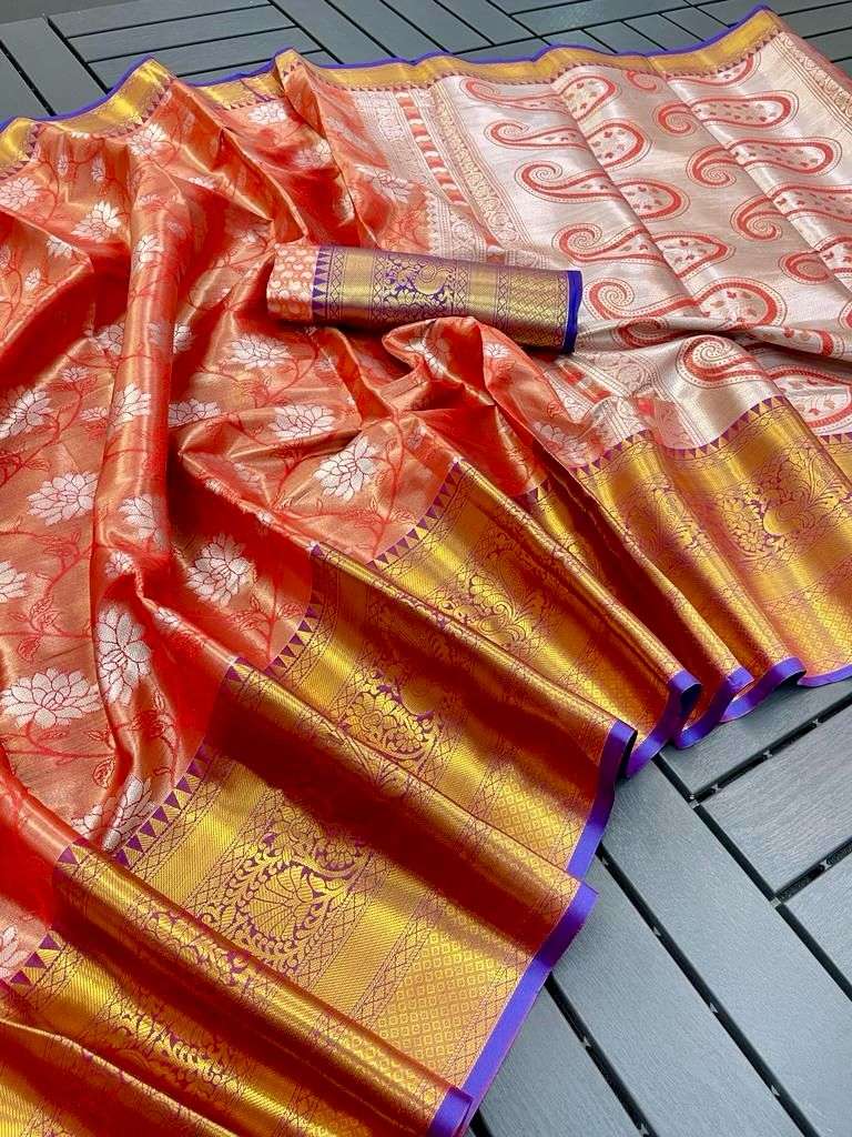 YNF TISSUE SILK RVV 22 SILK SAREES WHOLESALE PRINTED TISSUE SILK ZARI BORDER SAREES MANUFACTURER