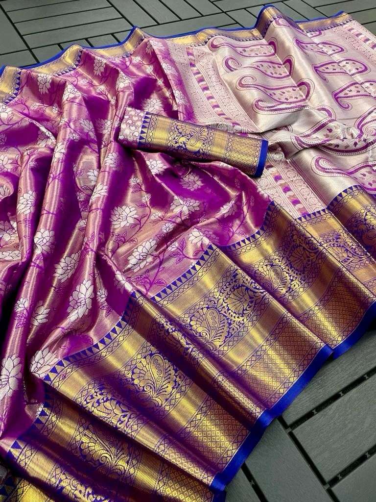 YNF TISSUE SILK RVV 22 SILK SAREES WHOLESALE PRINTED TISSUE SILK ZARI BORDER SAREES MANUFACTURER