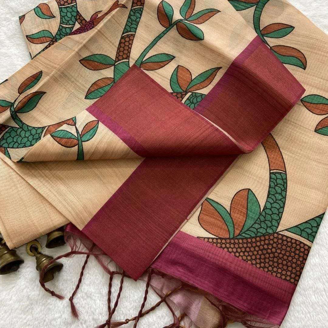 YNF TUSSAR SILK RRW 15 SILK SAREES WHOLESALE SOFT SILK TUSSAR SILK PRINTED SILK SAREES MANUFACTURER