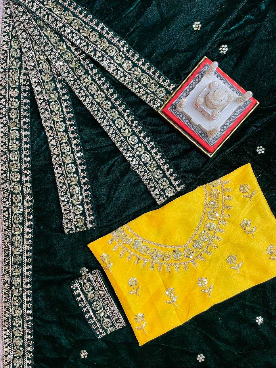 YNF VELVET RST 396 SAREES WHOLESALE VELVET EMBROIDERED FANCY SAREES MANUFACTURER