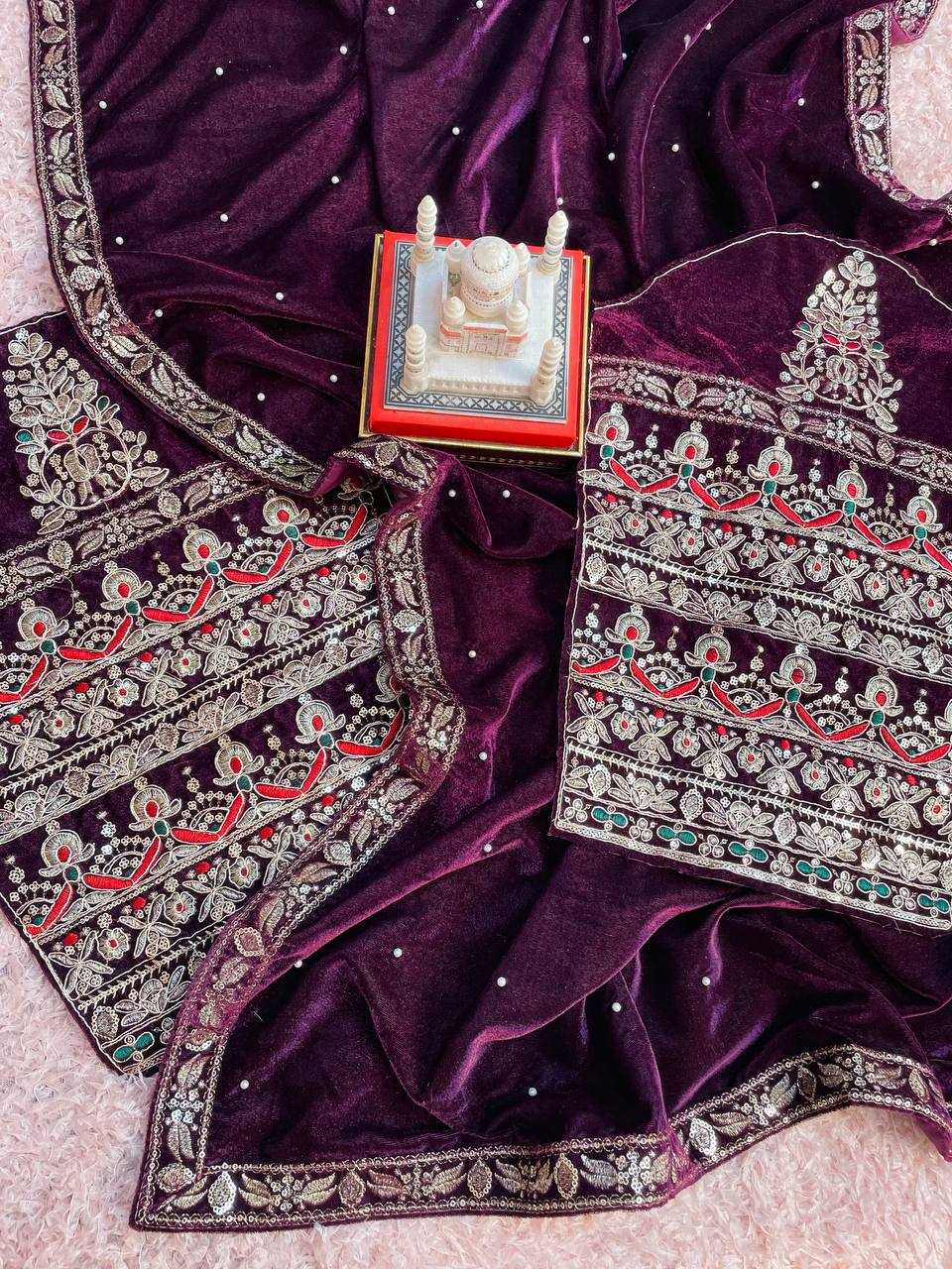 YNF VELVET RST 403 SAREES WHOLESALE PARTY WEAR VELVET EMBROIDERED SAREES MANUFACTURER