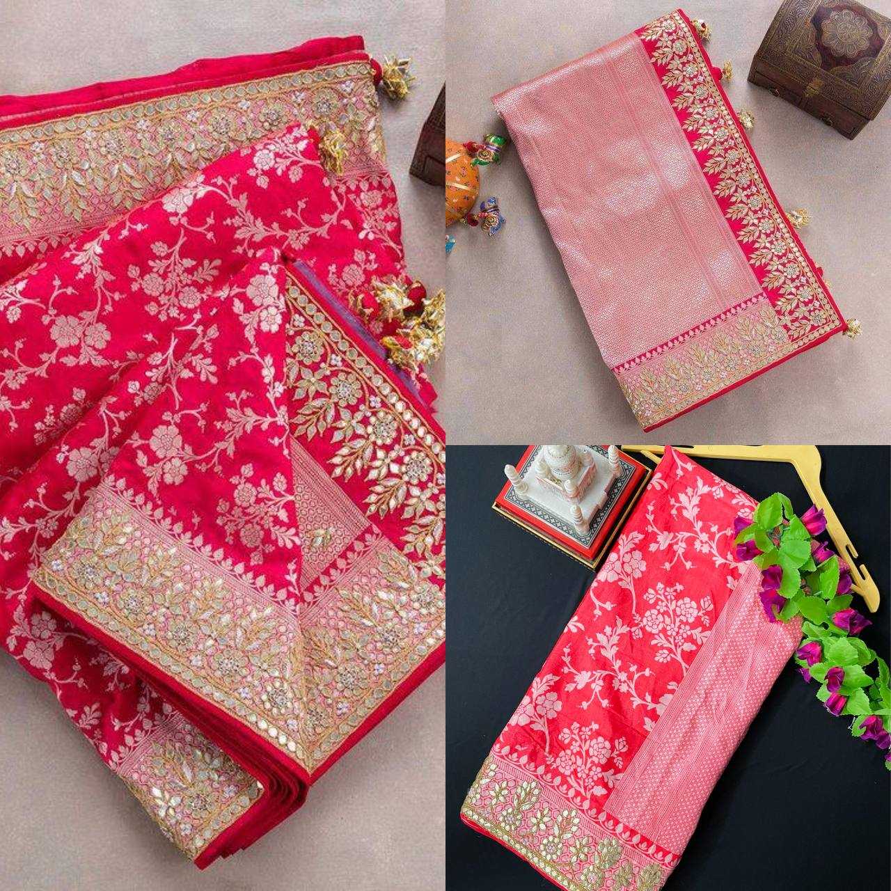 YNF VICHITRA SILK RST 372 SAREES WHOLESALE PRINTED GOTA PATTI EMBROIDERED SAREES MANUFACTURER