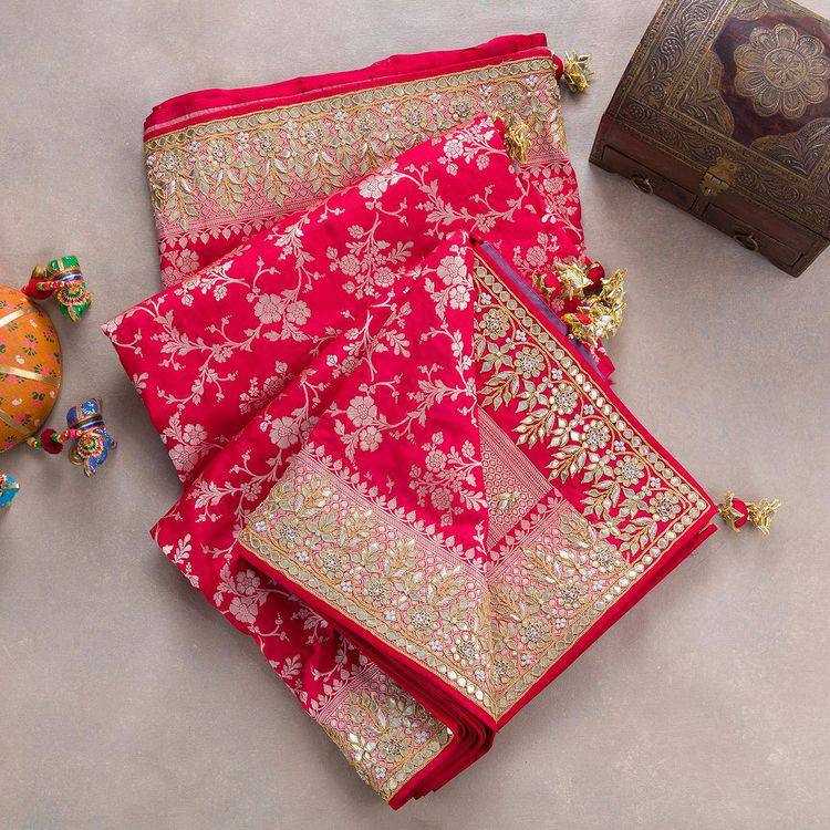 YNF VICHITRA SILK RST 372 SAREES WHOLESALE PRINTED GOTA PATTI EMBROIDERED SAREES MANUFACTURER