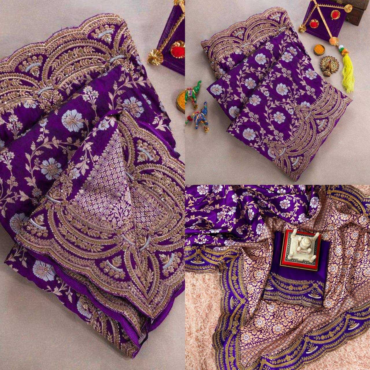 YNF VICHITRA SILK RST 375 SAREES WHOLESALE PRINTED GOTA PATTI EMBROIDERED SAREES MANUFACTURER