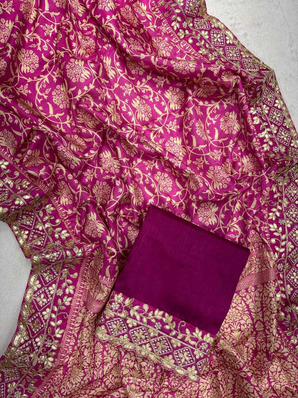 YNF VICHITRA SILK RST 390 SAREES WHOLESALE PRINTED GOTA PATTI EMBROIDERED SAREES MANUFACTURER