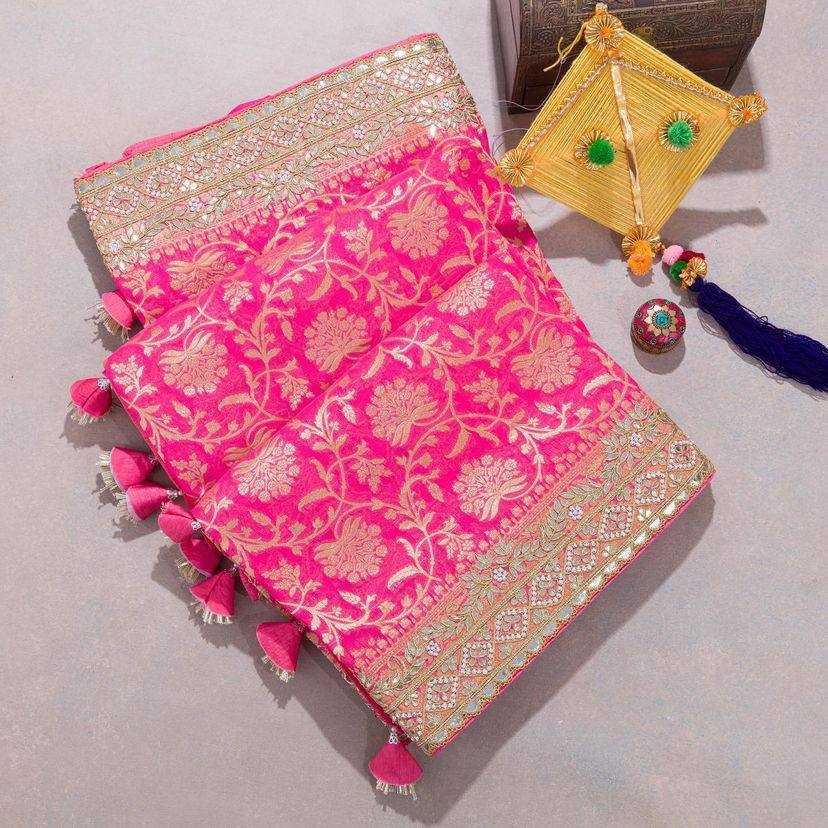 YNF VICHITRA SILK RST 390 SAREES WHOLESALE PRINTED GOTA PATTI EMBROIDERED SAREES MANUFACTURER