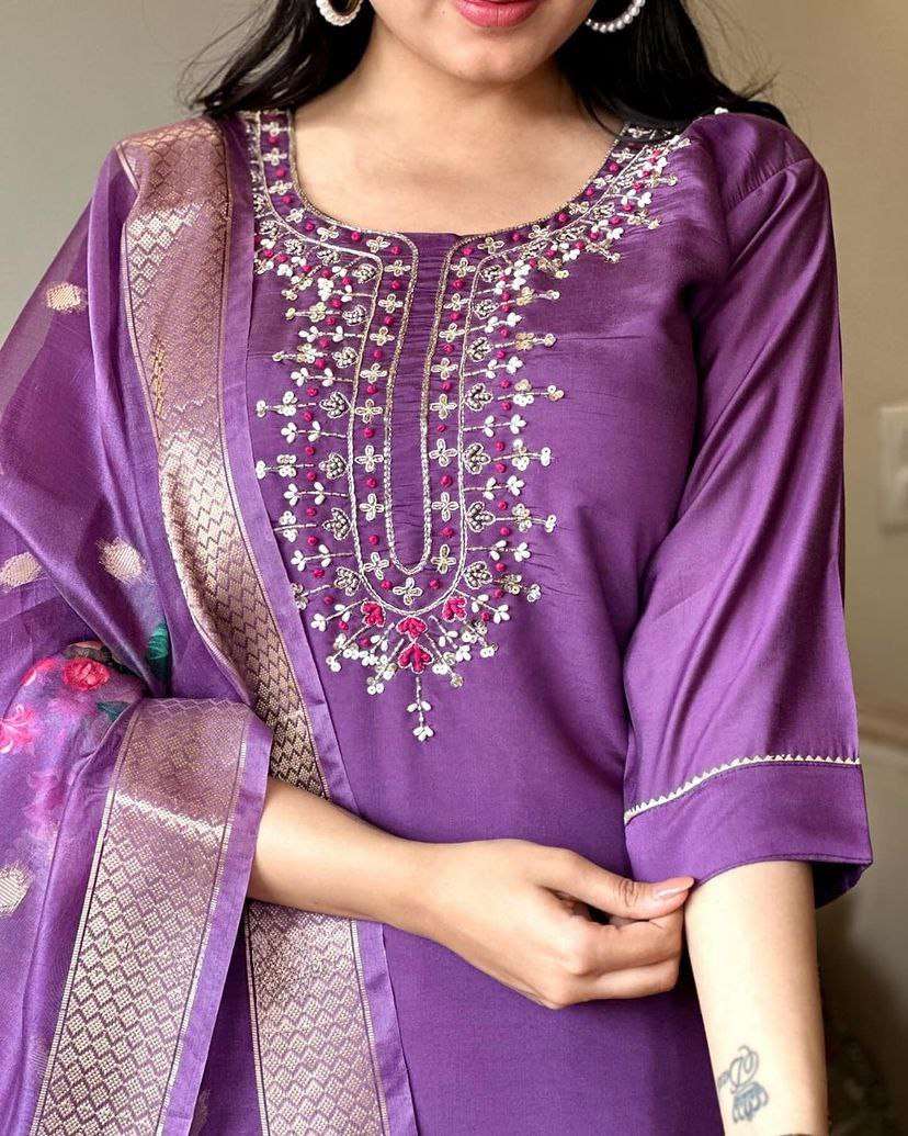 YNF VISCOSE CHANDERI SMC 08 SUITS & DRESSES WHOLESALE LADIES EMBROIDERY CHANDERI SUITS MANUFACTURER