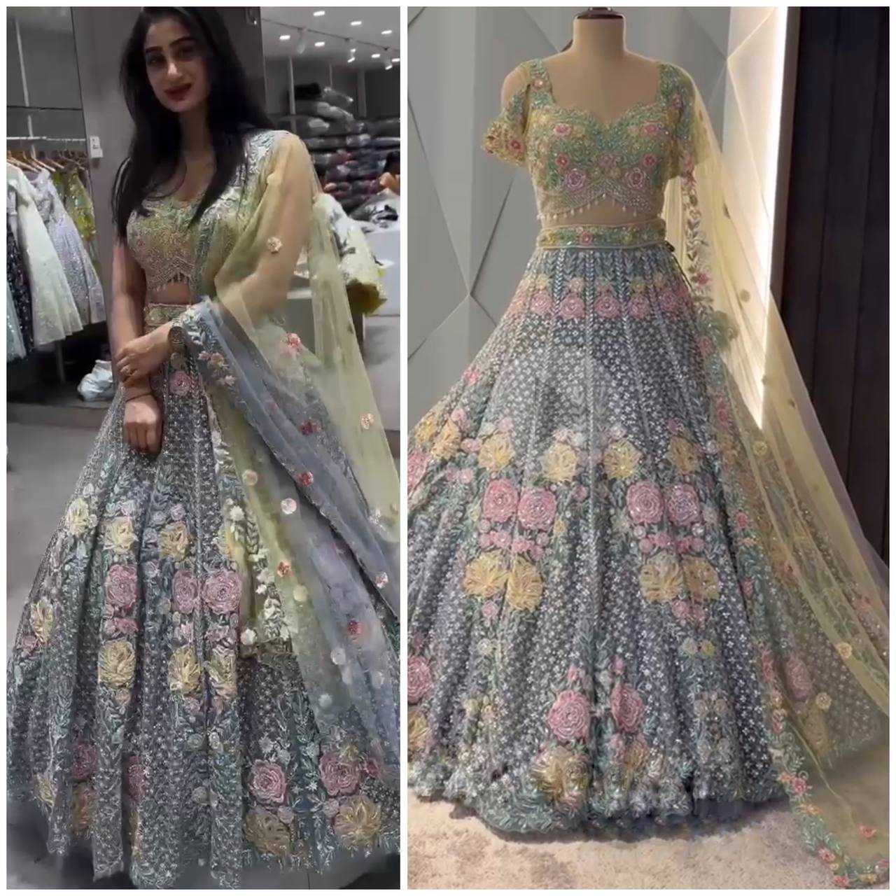 YNF BUTTERFLY NET RIN108 1580 LEHENGA WHOLESALE WEDDING, NET FANCY,EMBROIDERY LEHENGA MANUFACTURER