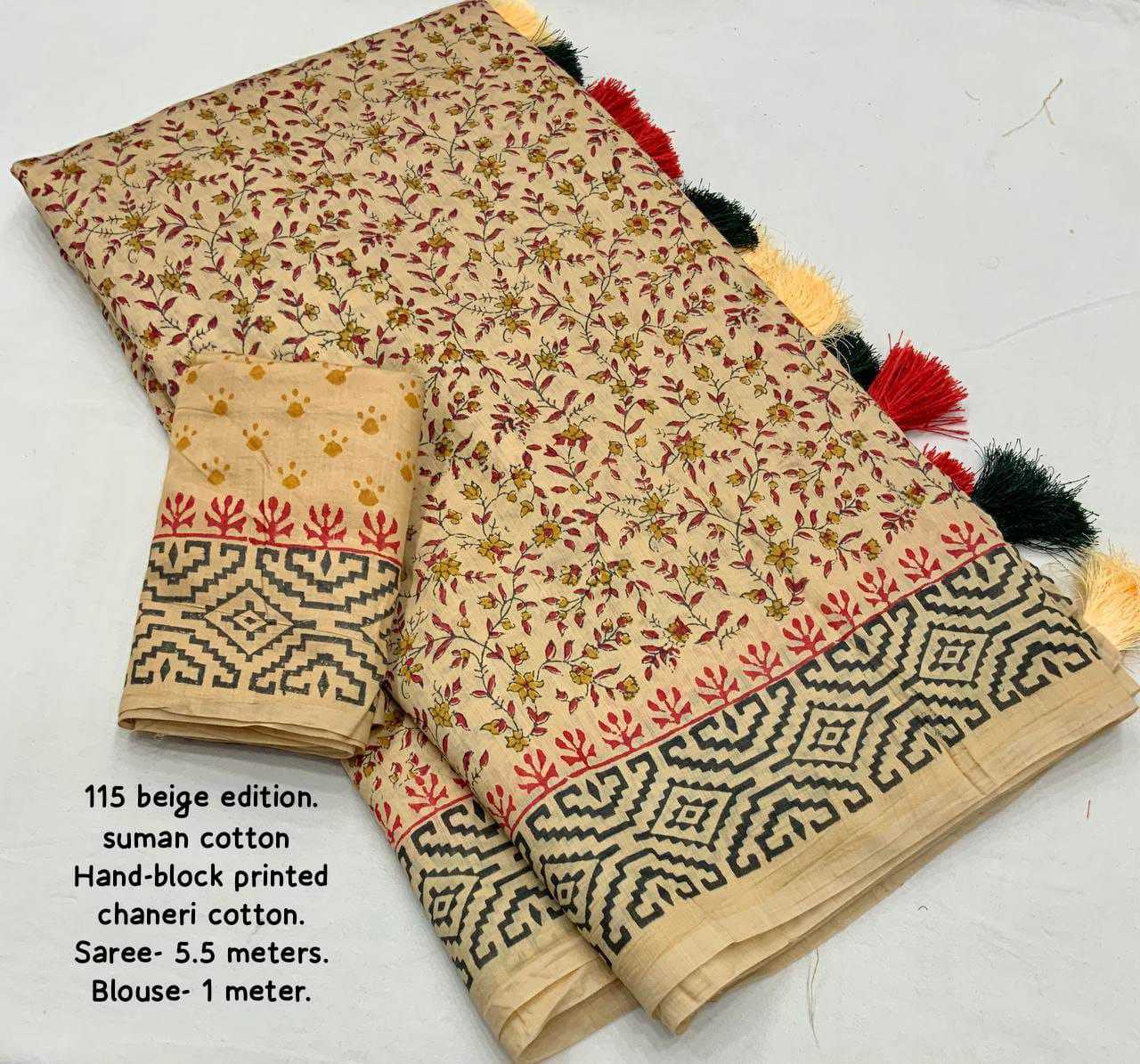 YNF CHANDERI COTTON KESH118 115 SAREES WHOLESALE PRINTED COTTON LINEN CHANDERI BLOCK PRINTED SAREES MANUFACTURER