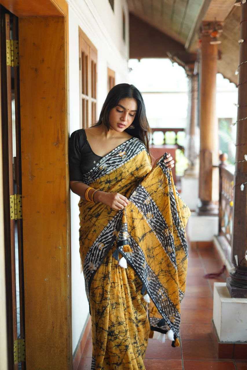 YNF CHANDERI COTTON KESH118 181 SAREES WHOLESALE PRINTED COTTON LINEN CHANDERI BATIK SAREES MANUFACTURER