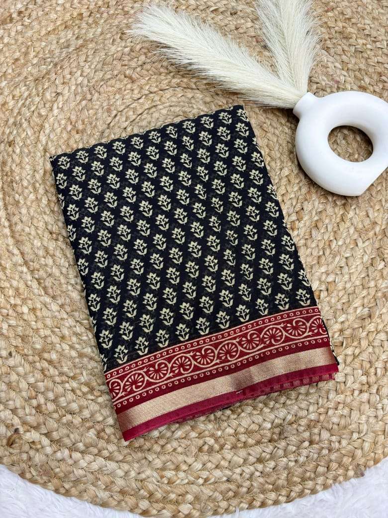 YNF CHANDERI COTTON RIN191 RUN55 SAREES NWHOLESALE PRINTED COTTON LINEN CHANDERI BATIK ZARI BORDER SAREES MANUFACTURER