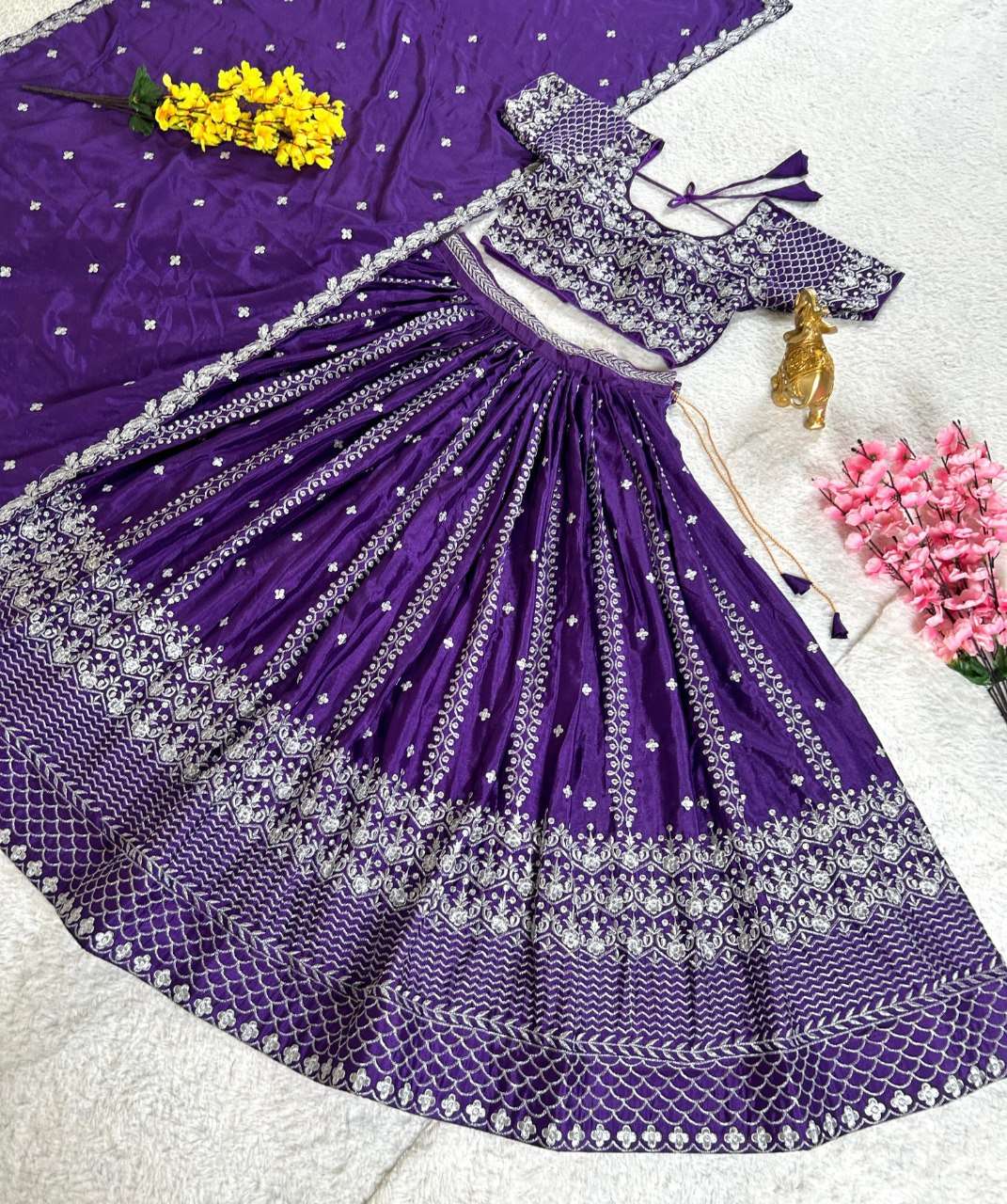 YNF CHINON SILK KESH108 5603 LEHENGAS WHOLESALE FANCY TRADITIONAL EMBROIDERED LEHENGAS MANUFACTURER