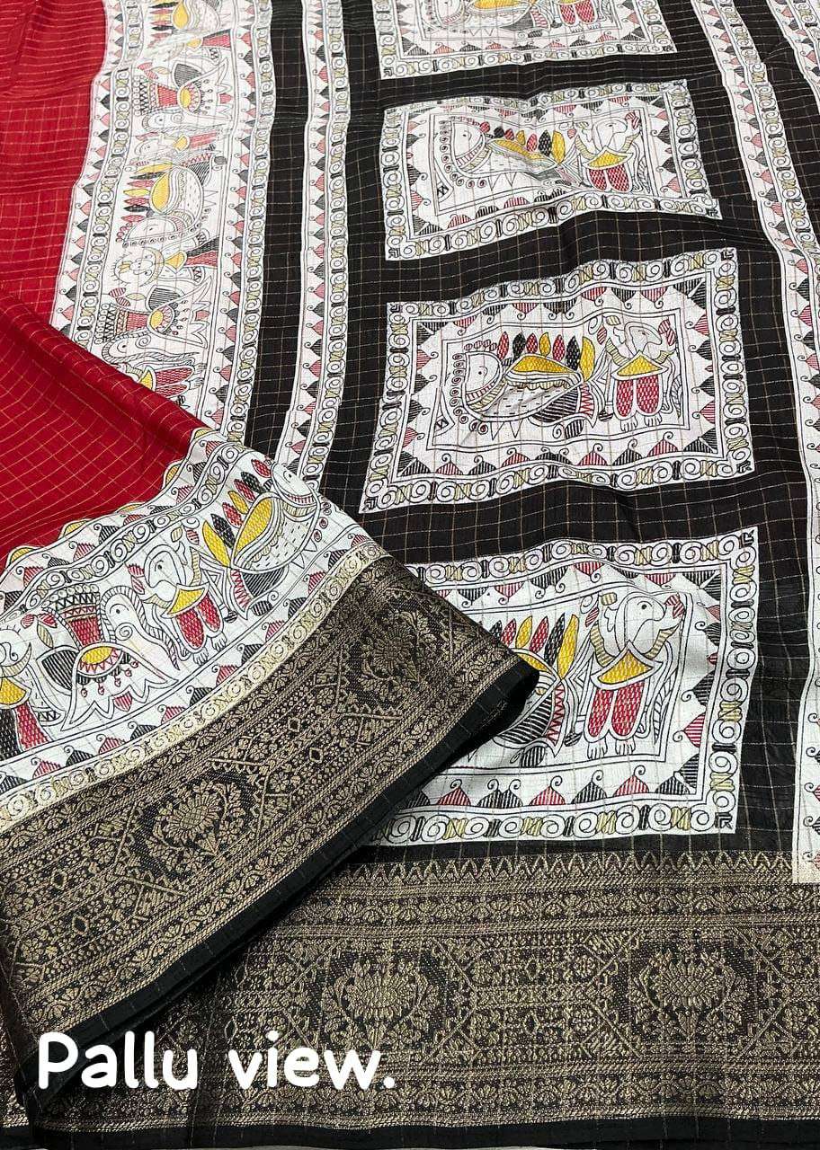 YNF COTON KESH118 189 SAREES WHOLESALE PRINTED COTTON LINEN MADHUBANI ZARI BORDER SAREES MANUFACTURER